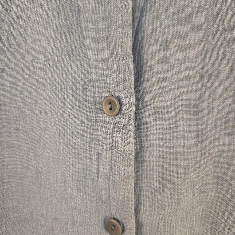 FLAX 100% Linen Short Sleeve Button Up Shirt Blue Lagenlook Size 1G Generous - Picture 3 of 9